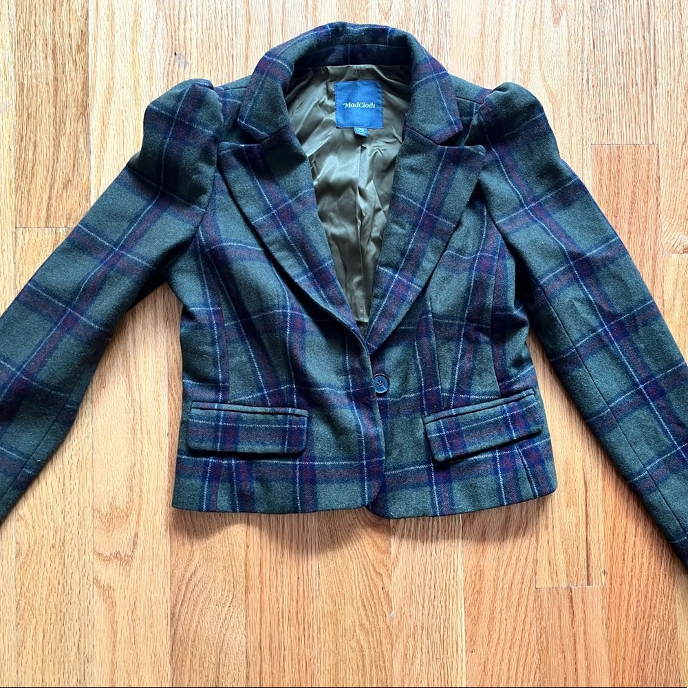 ModCloth plaid blazer XS